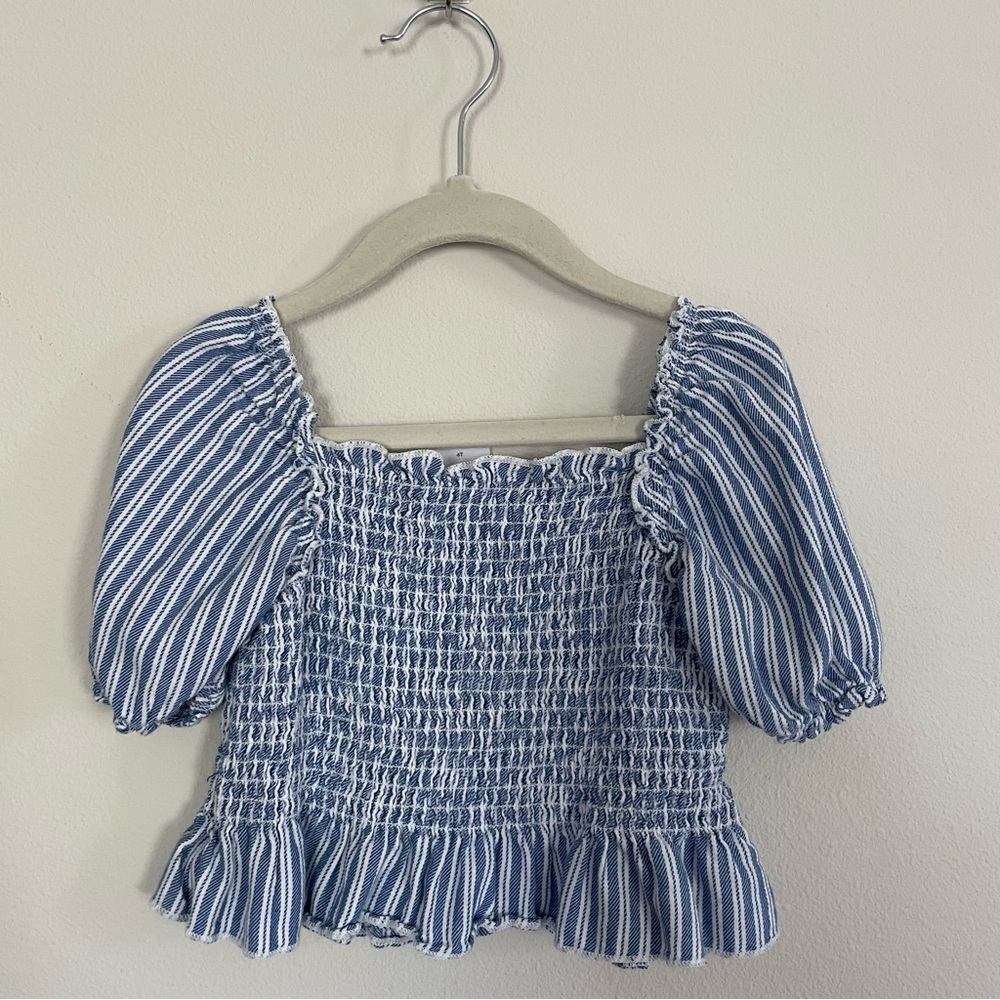 Wonder Nation Blue and White Crop Top